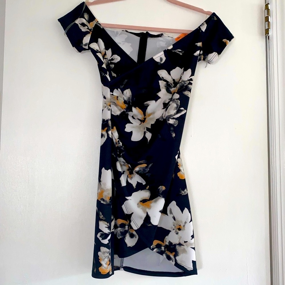 Black floral mini dress